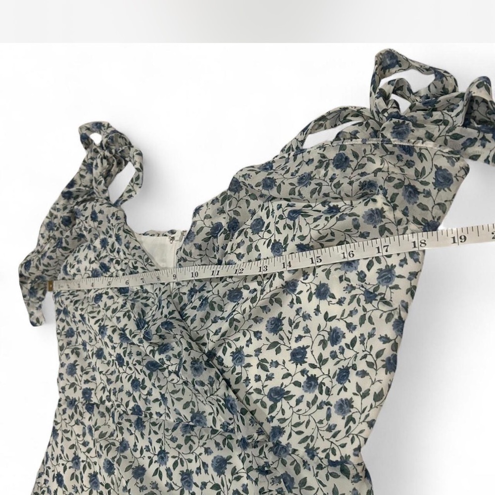 NWT Lulus Ditsy Floral Tie-Strap Ruched Mini Dress Babydoll Wedding Guest Size M - Picture 5 of 8